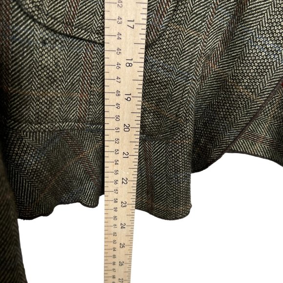 Coldwater Creek Blazer Womens 12 Brown Plaid Floral Open Front Stretch - Picture 9 of 11